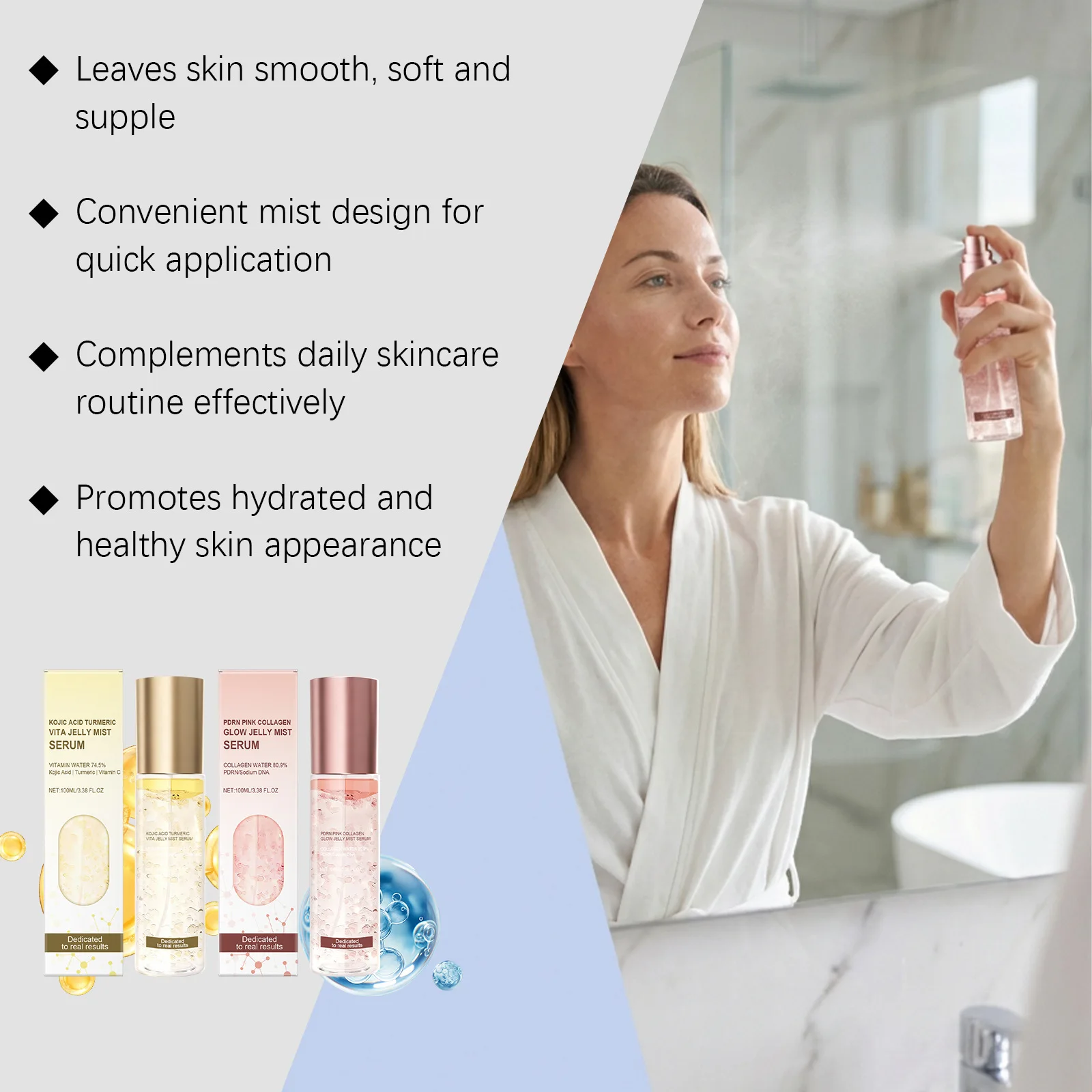 

Hyaluronic Acid Face Essence Boost Skin Hydration Calm Facial Redness Firm Brighten Tone Light Texture Collagen Jelly Mist Serum