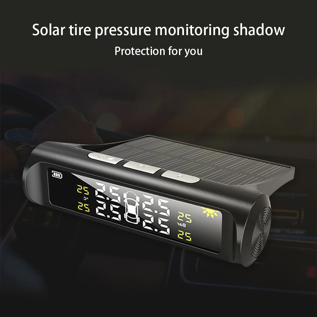 Solar Car Tire Pressure Tester Universal Electric Button Control Sensor