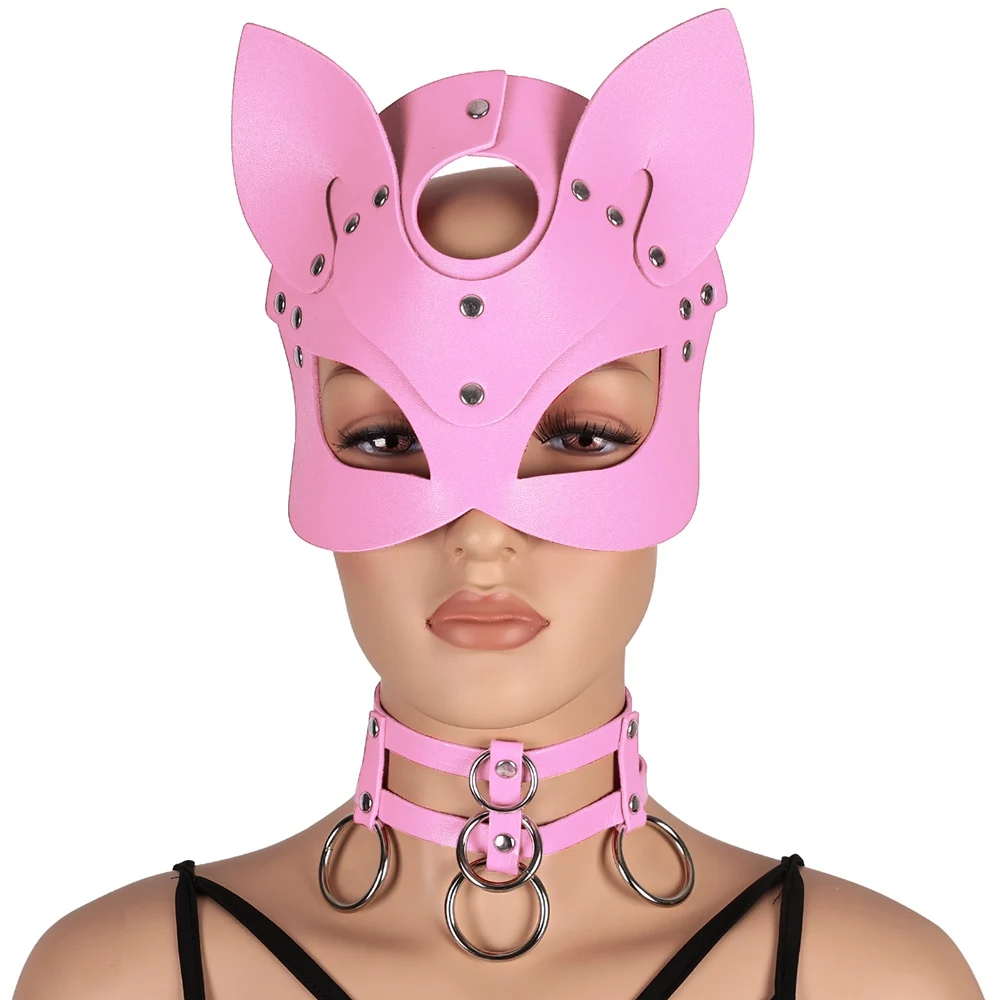 

Party Club Mask Body Sexy Harness For Women Punk Leather Necklace Collar Sword Belt Erotic O-Ring Accessories Cosplay Fetish