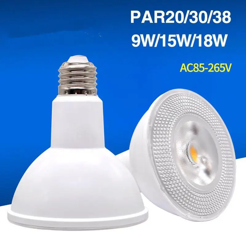 Drop shipping E27 LED Spotlight 9W 15W 18W LED Downlight par20 par30 par38 LED Bulbs Lamps AC85~265V Ceiling Light Home Lighting