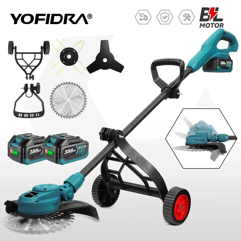 YOFIDRA 10-calowa Bezszczotkowa Elektryczna Kosiarka 58000RPM Bezprzewodowa Składana Podkaszarka Ogrodowa Narzędzie Elektryczne Do Akumulatorów Makita