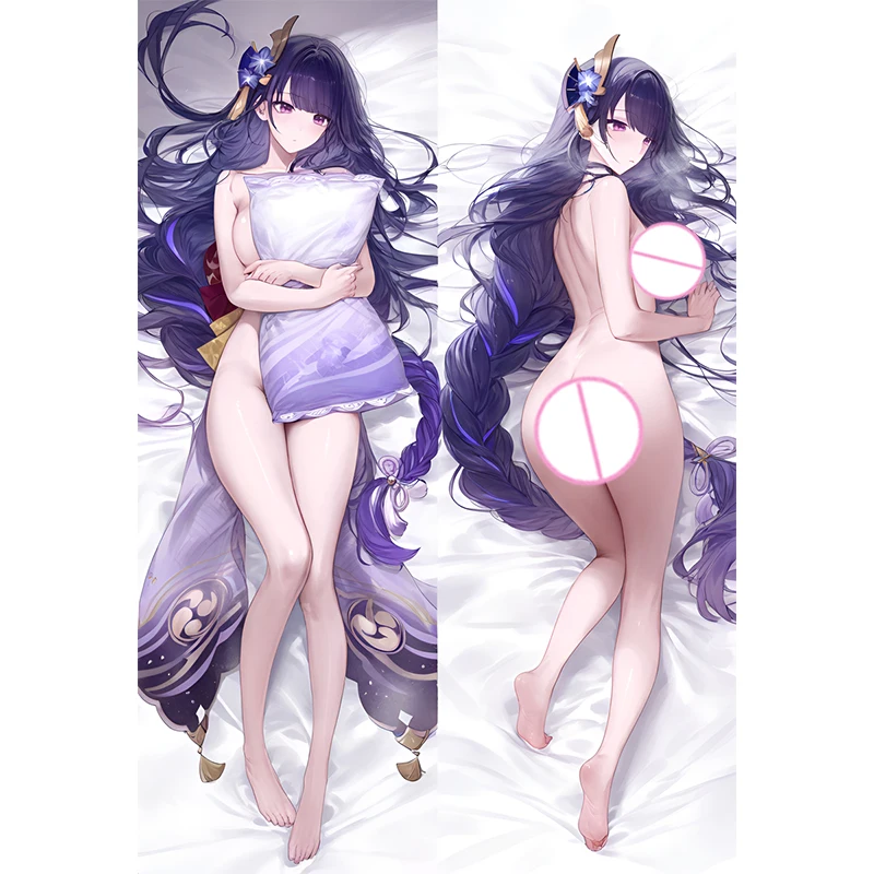 

Dakimakura Anime Pillow Cover Raiden Shogun Double Sided Print 2Way Cushion Bedding Festival Gifts Gifts