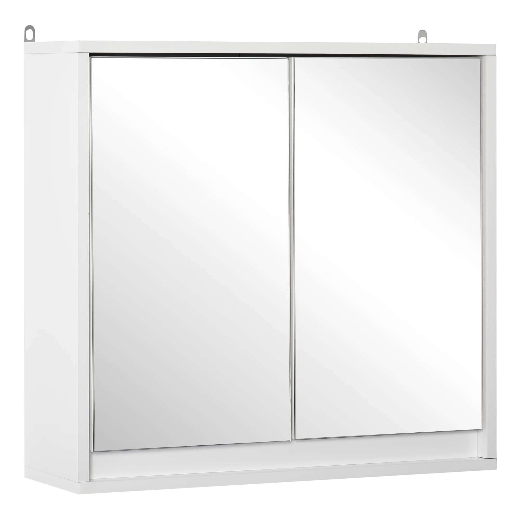 HOMCOM mobiletto a muro con specchio da bagno 2 ripiani dim. Pannello in truciolato MDF bianco 48L x 14l x 45H cm