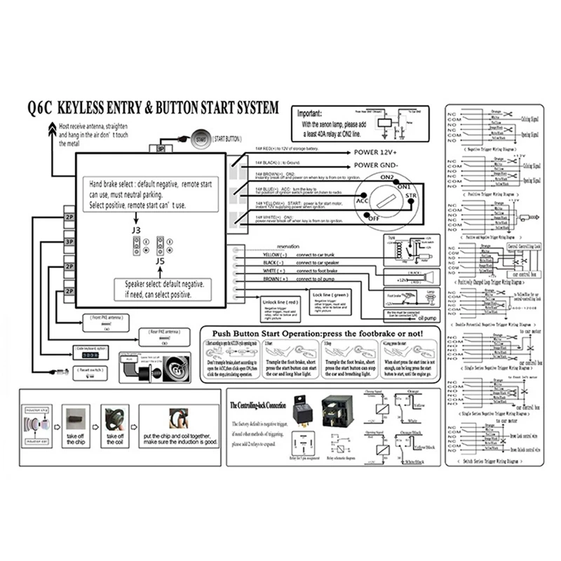 Car Engine One-Key Start-Stop Button System PKE Keyless Entry System Car Anti-Theft Alarm Remote Start Ignition System