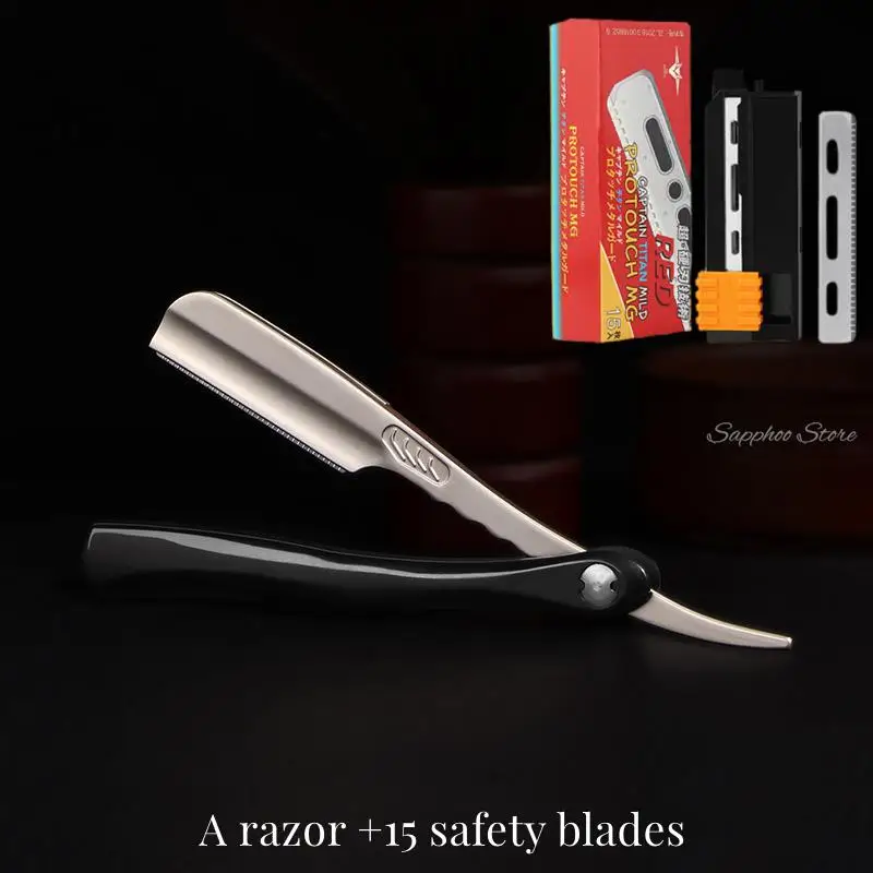 Men's Manual Shaving Straight Razor For Feather Blade ABS Handle Retro Folding Knife Holder Men Shaving Barber Salon Tools Gift