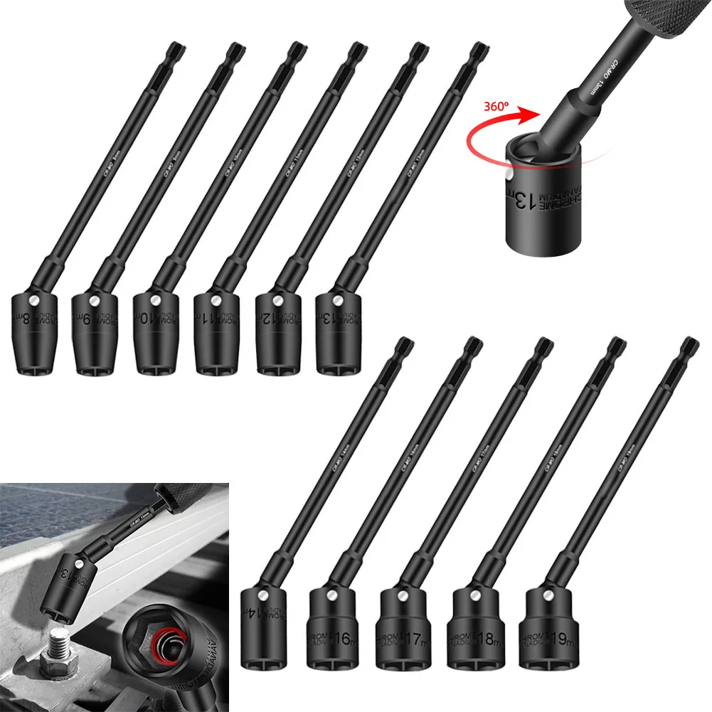 

1Pc 150mm Hex Socket Degree Rotatable H8-H19 Head Adapter For Electric Driver Socket Wrench Power Tools Accessories