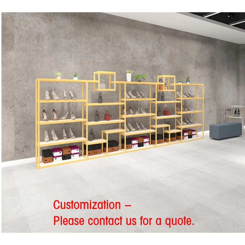 custom.Multi-Tier Aluminum Alloy Shoe Rack & Bag Display Stand Retail Mall