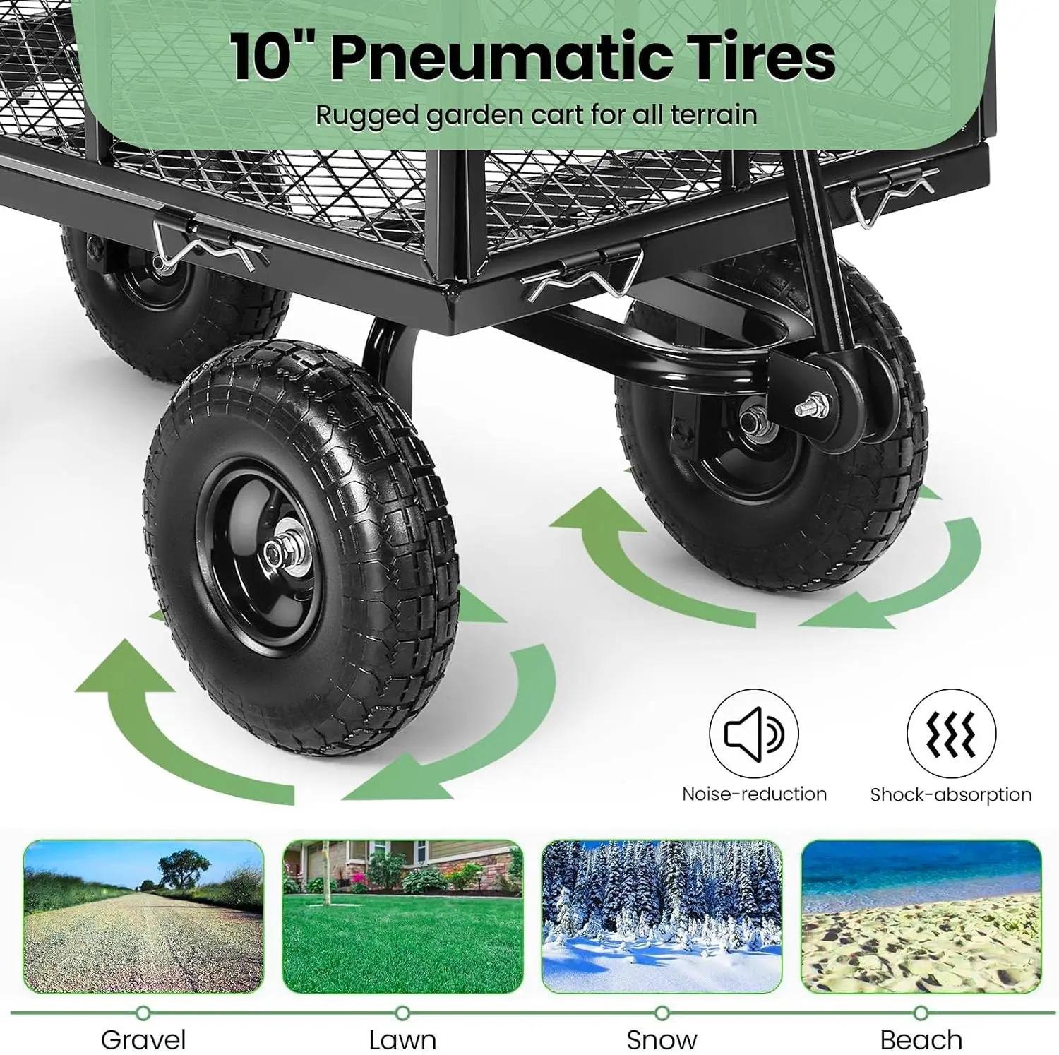 عربة حديقة للخدمة الشاقة ، عربة قابلة للطي ، عربة حديقة قابلة للسحب ، مقبض دوار ، مقبض قابل للطي ، 660 رطل كحد أقصى