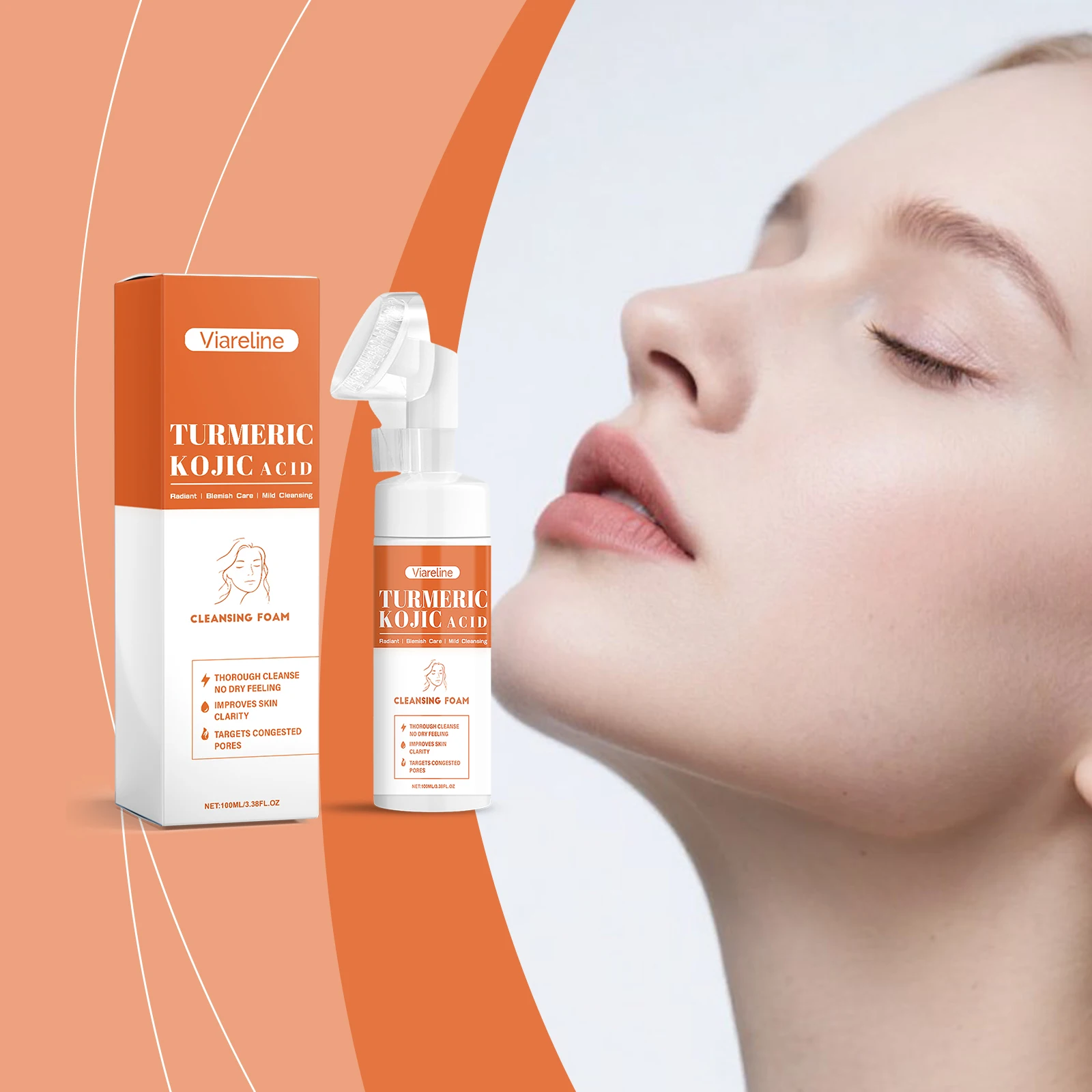 Turmeric Kojic Acid Cleanser Blackhead Remover Anti Acne Reduce Dark Spots Brightening Skin Moisturizing Face Cleansing Mousse