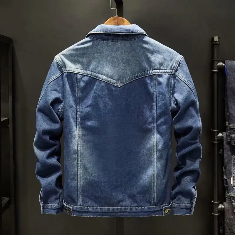 Herren Fleece-Gefütterte Jeansjacke Winter Dicke Warme Sherpa-Jeansjacke Koreanischer Stil Lose Übergroße Arbeitskleidung Lässige Oberbekleidung für Männer – Detail 8