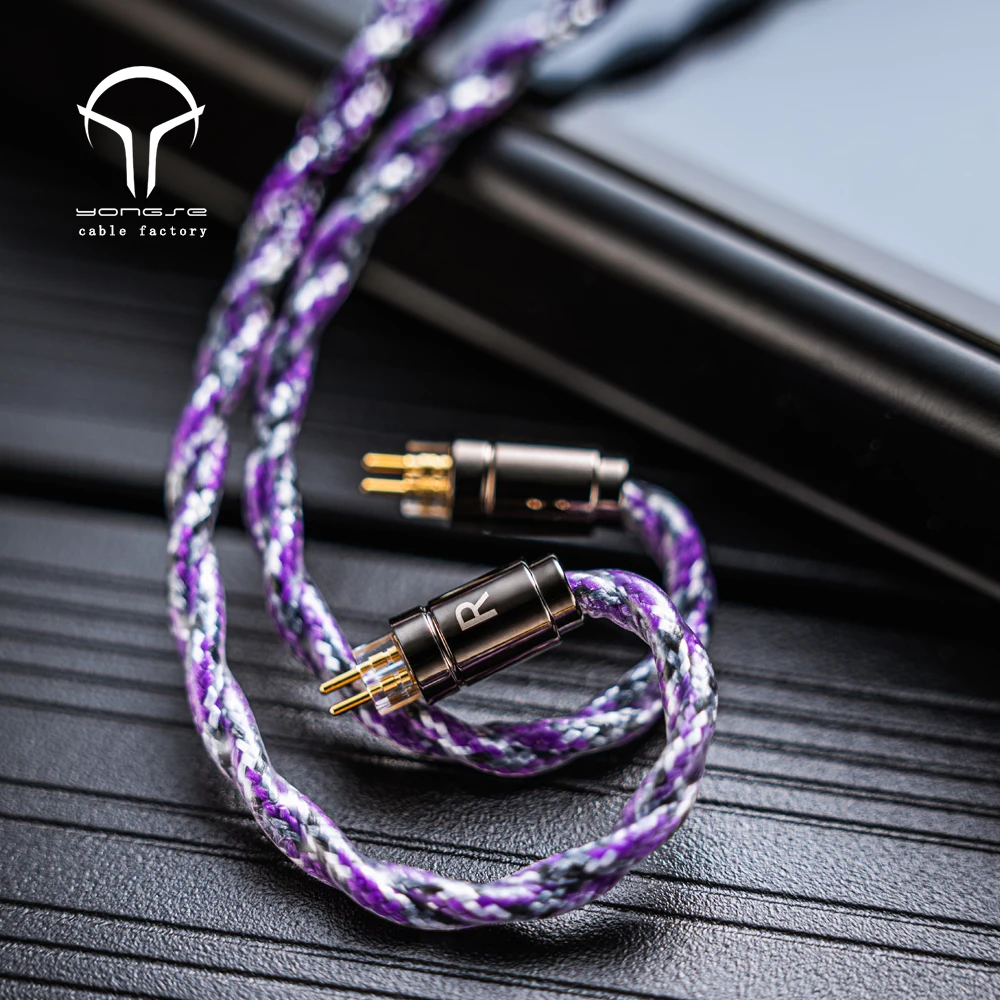 Yongse Фиолетовый кабель для обновления наушников высокой чистоты с монокристаллическим медным посеребренным покрытием