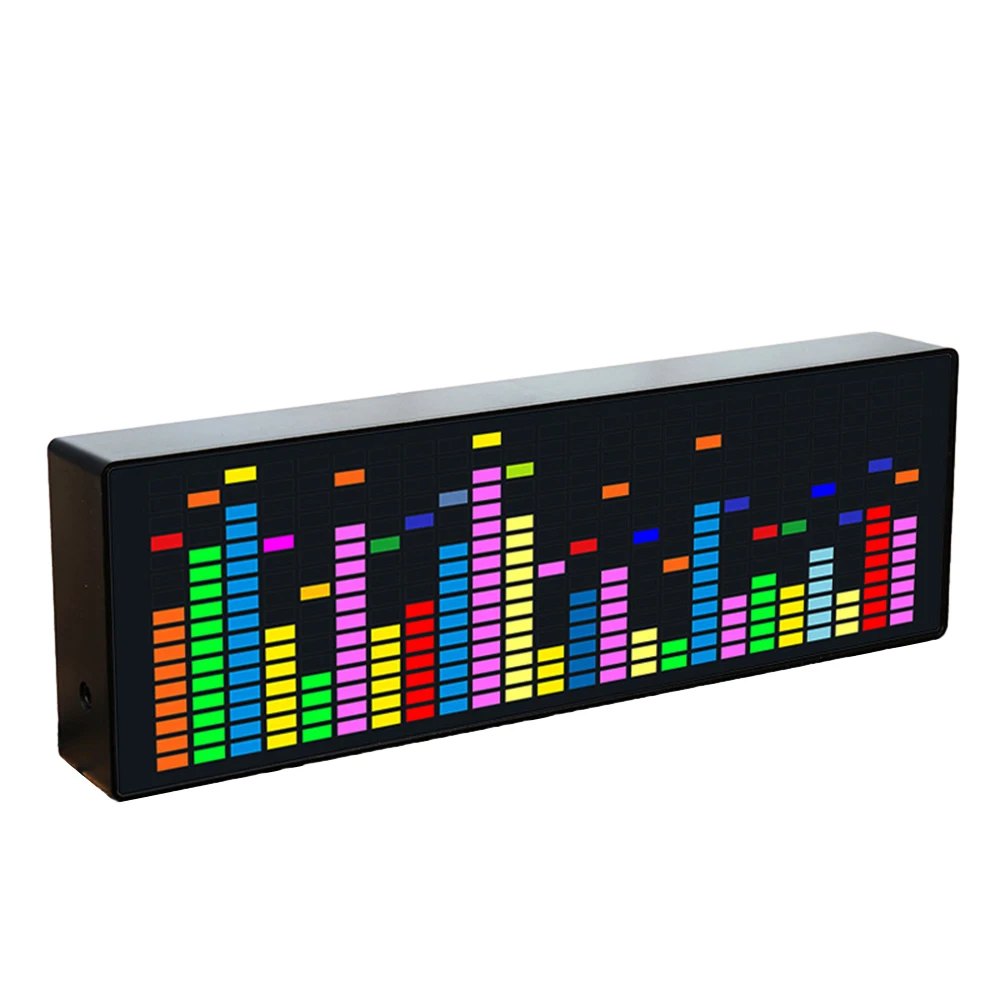 LED Music Spectrum Rhythm Display RGB Light Electronic Clock Voice Activated Car Audio Level Indicator VU Meter Atmosphere Lamp