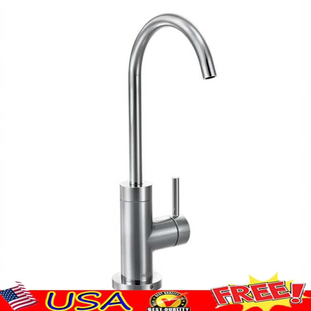 

Современный хромированный смеситель для напитков с одной ручкой, индикаторы горячей и холодной воды, светоотражающая отделка, приспособление для кухонной мойки, простая установка 10x1x11 дюймов