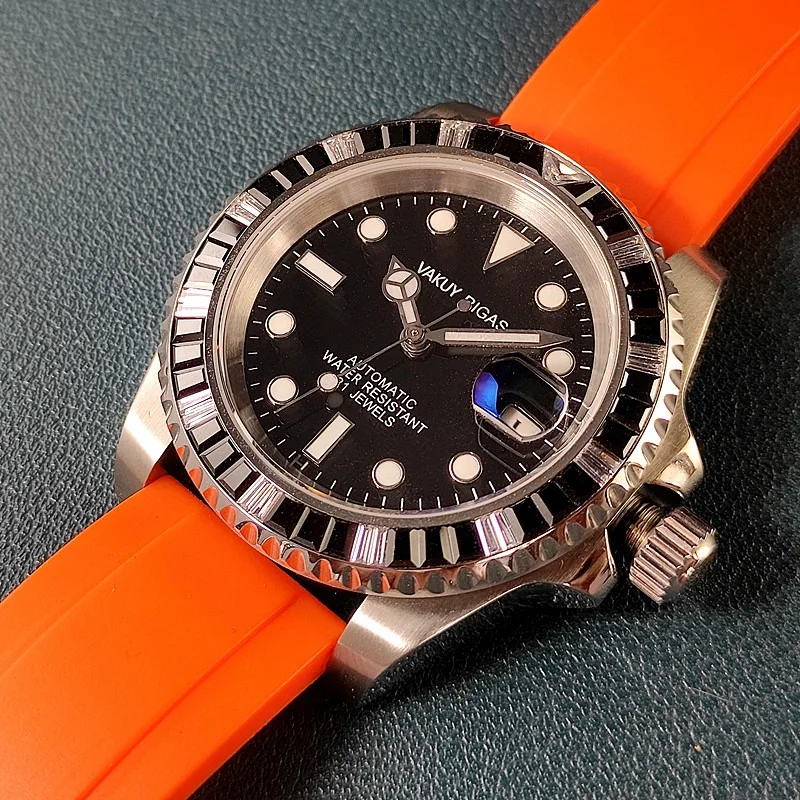 ساعة ميكانيكية أوتوماتيكية لحركة Meiyoda 8215 العصرية للرجال والأعمال حزام فولاذي مضيء قوي رياضي مقاوم للماء