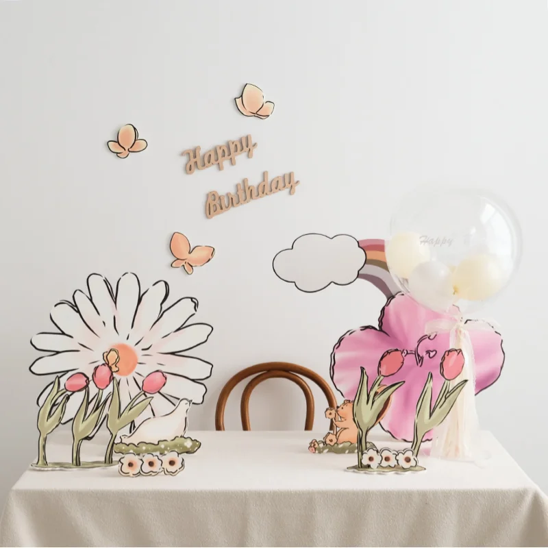 1Set Flower Birthday Party Foam Board Dessert Table Decoration Stand Flowers 100 Days Baby Shower Anniversary Supplies