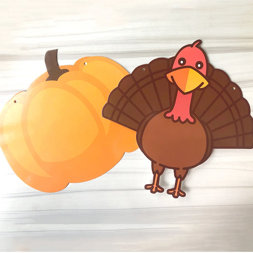 

1Pcs Thanksgiving Paper Banner Turkey Pumpkin Decoration Party Supplies Photo Backdrop Banner for Holiday Celebration