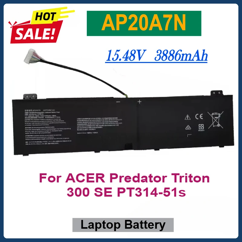 High-Quality 3800mAh AP20A7N Laptop Battery for ACER Predator Triton 300 SE PT314-51s Replacement Notebook Computer Batteries