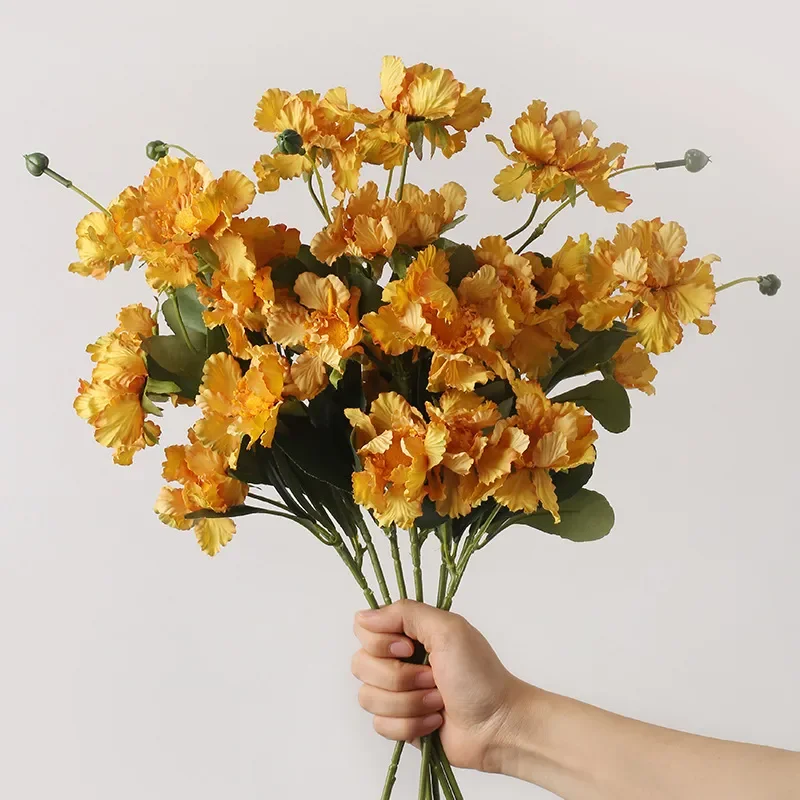 High End Orange Artificial Bouquet Silk Fake Flowers Light Luxury Home Decor Living Room Dining Table Centerpiece Ornament