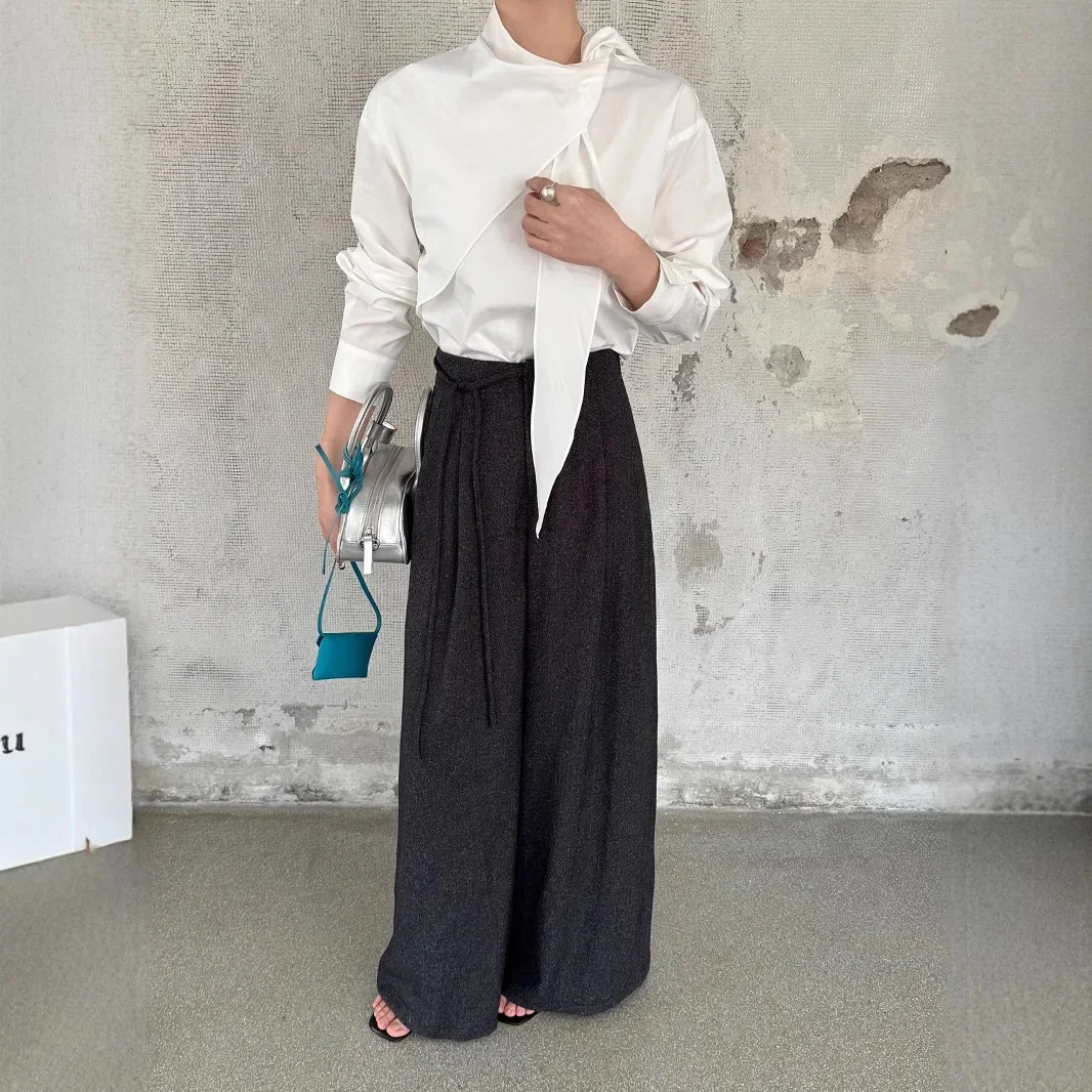 

2025 spring new Korean sweet polka dot temperament versatile long-sleeved shirt blouse