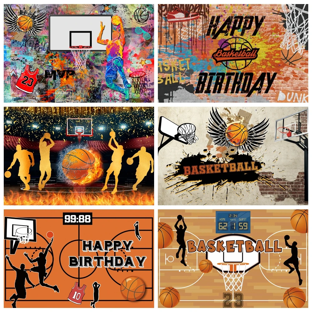 

Basketball Theme Photography Backdrop Basketball Sports Field Stadium Children Baby Birthday Party Boys Photo Background Studio