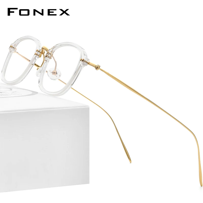 

FONEX Acetate Titanium Eyeglasses Frame Men 2021 New Retro Square Glasses Women Spectacles Eyewear F85671