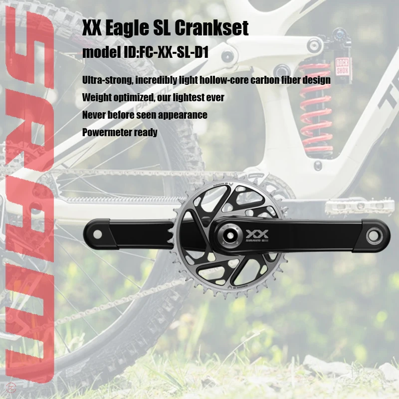 

SRAM XX Eagle SL Transmission Crankset | 12-Speed T-Type DUB | 34T 8-Bolt Direct Mount | MTB | 165-175mm | Power Meter Ready