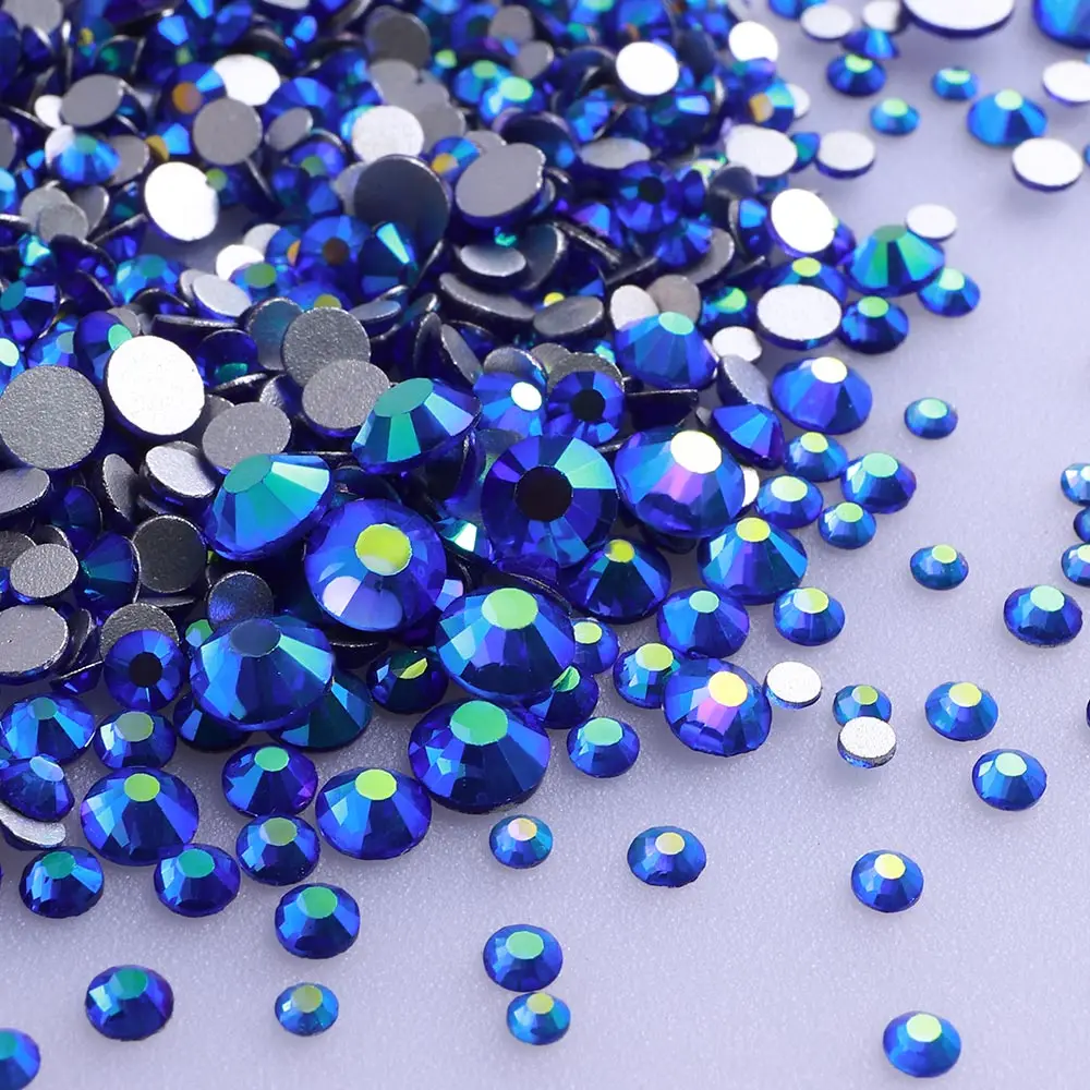 1440 Stück Mix-Größe, runde Glas-Strasssteine mit flacher Rückseite, glitzernd, gelb, zum Aufkleben auf Steinen, rot, nicht Hotfix-Strasssteine für DIY-Nagelkunst