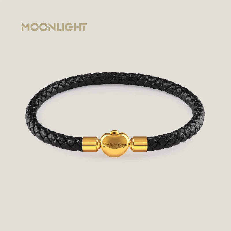 Lucky Golden Treasure Genuine Braided Leather Charm Bracelet for Woman Simple Black Red Female Fashion Jewelry Accessories Gift