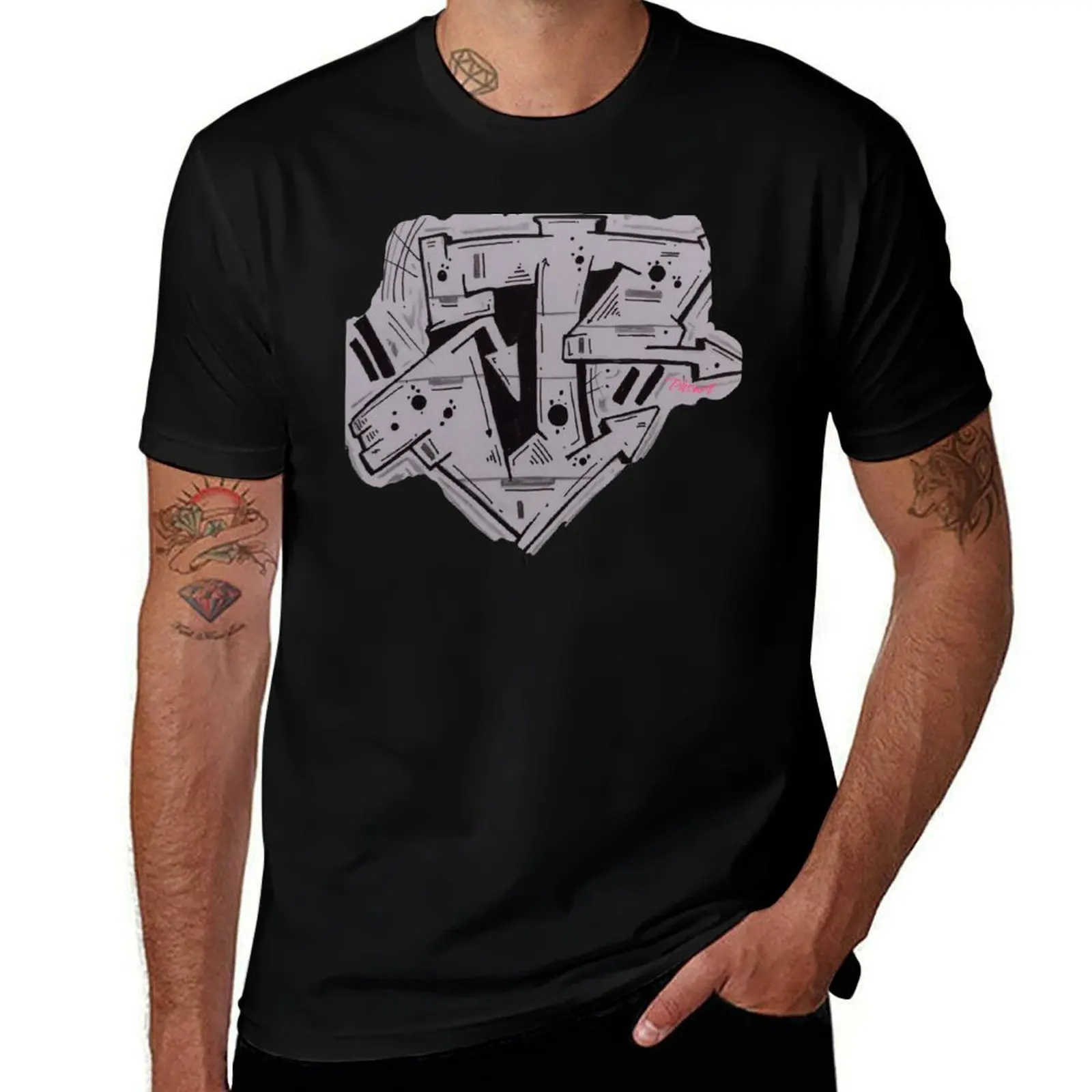 

J lettering grafiti drawing art T-Shirt vintage t shirts boys animal print boys whites funny shirt cotton Men's t-shirt