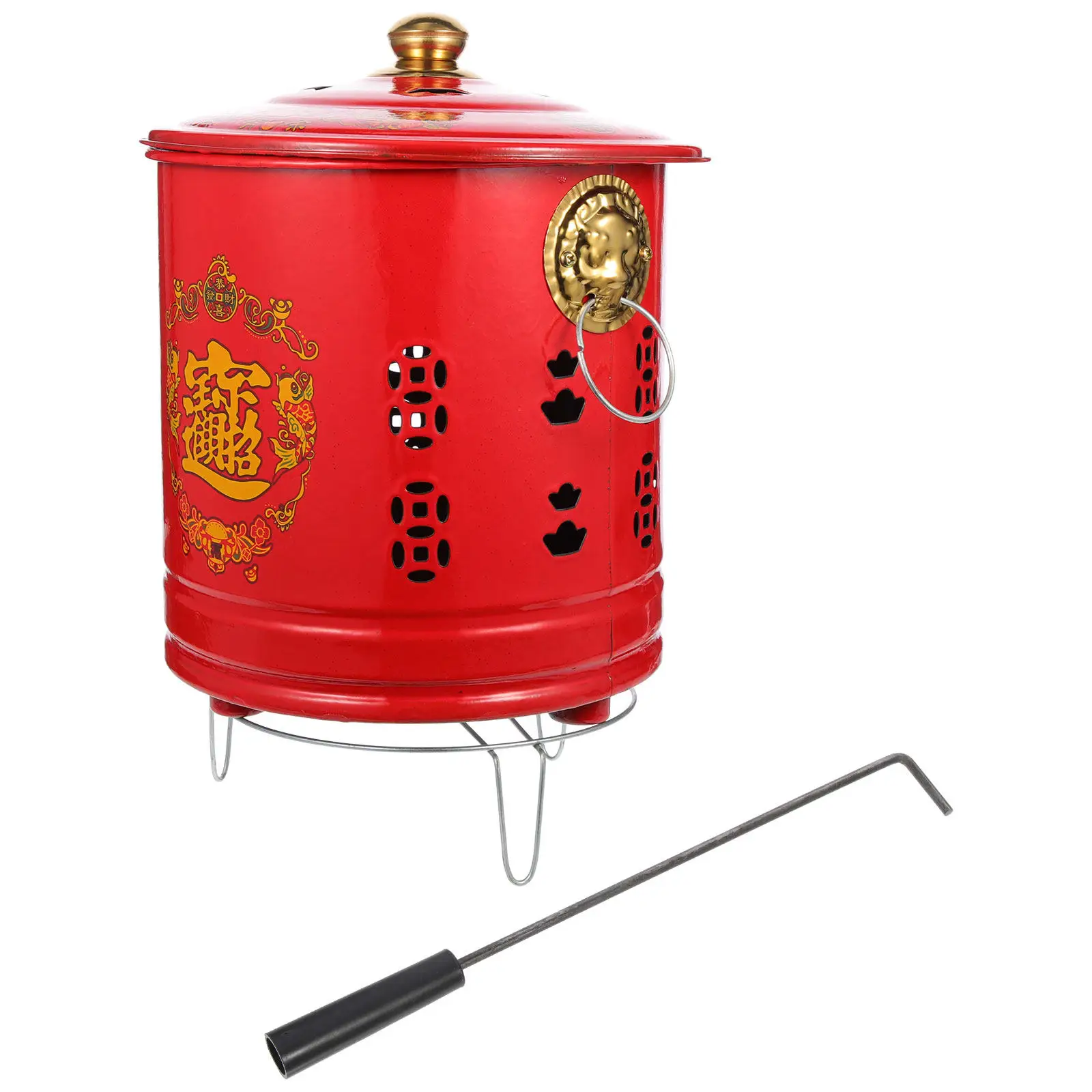 1pc Thick Enamel Burning Paper Bucket Barrel Outdoor Sturdy Heat Insulation Lid Design Hole Combustion Efficiency Burn for Yard