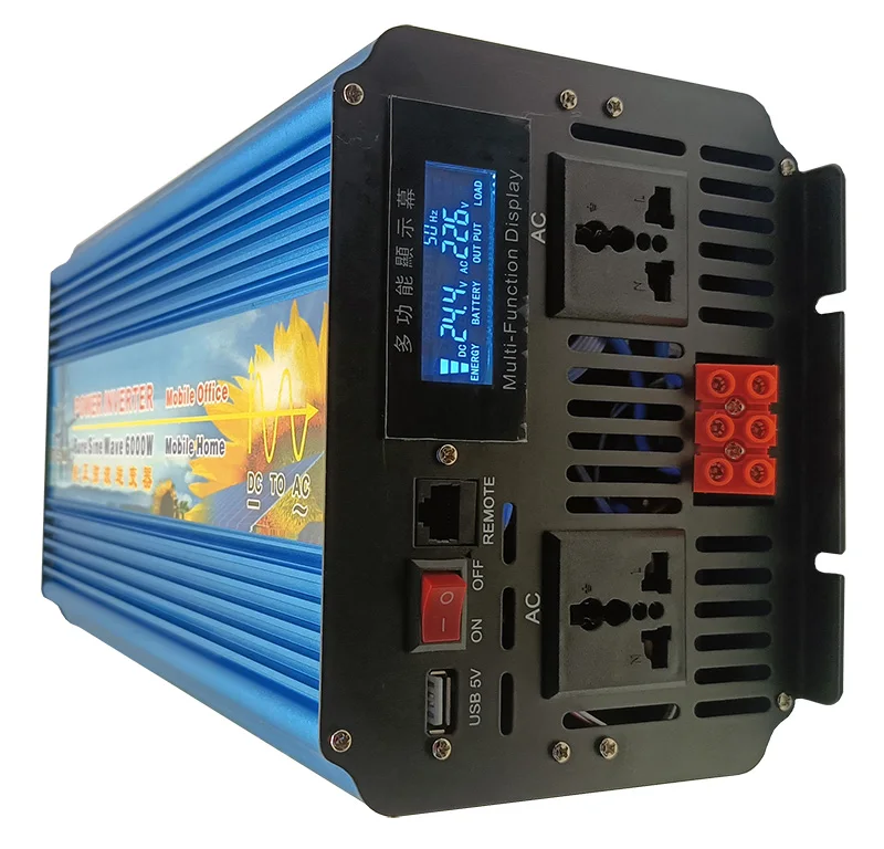 Voltage transformer DC 12v to AC 110v 60hz 6000w pure sine wave solar inverter