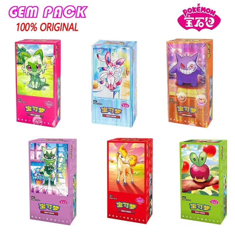 Original Pokemon GemPack Karten Vol.5 Vol.3 Vol.2 Vol.1 Sammelkarten PTCG Tasche Gem Box Deck Sprigatito Eevee Pikachu Gengar Karten Geschenk