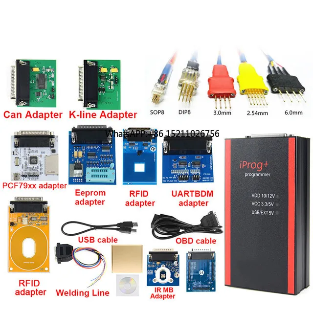 Factory price!!Full set IPROG Pro V87 ECU Key Programmer Iprog+ Eeprom IMMO Car Radio Airbag Reset Dashboard Kilometer