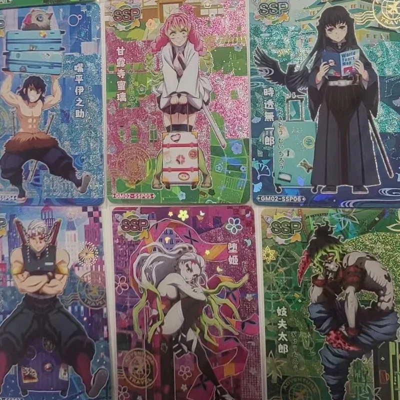 أنيمي شيطان القاتل SSP LR مجموعة من بطاقات Kanroji Mitsuri Kochou Shinobu جمع بطاقات عيد الميلاد هدايا عيد ميلاد لعب الأطفال