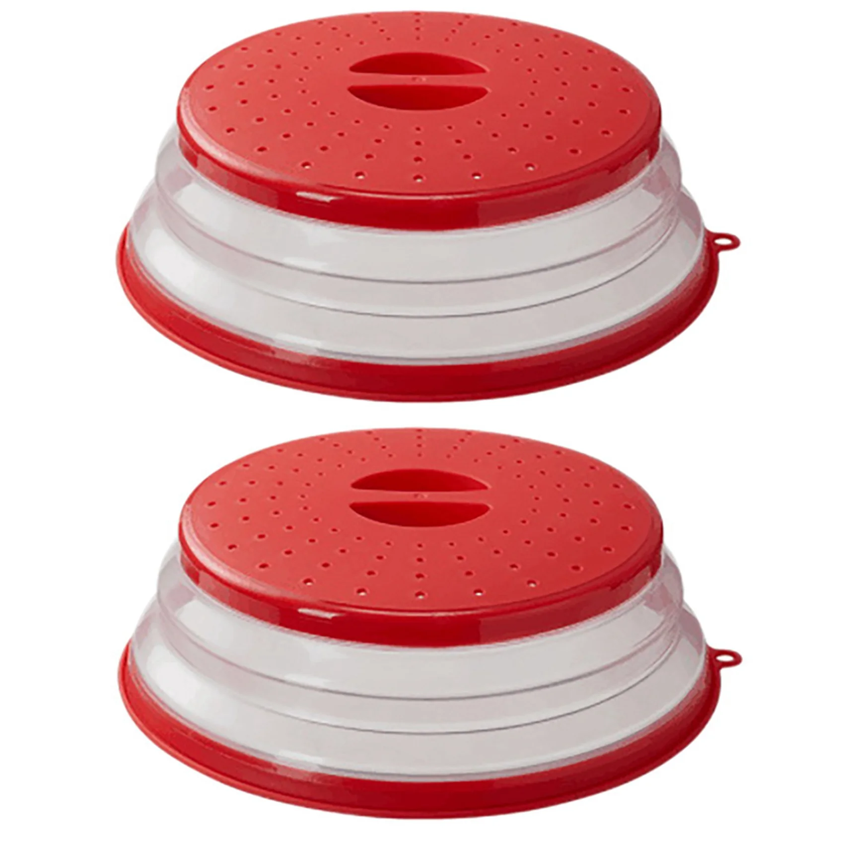 ABKJ-2X Collapsible Microwave Splatter Cover, Microwave Trays Food Cover With Lids(Red)