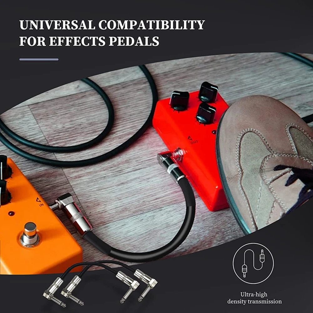 24 AWG 1Pc 60cm Guitar Effect Pedal Cable Audio Flat Patch Cable 1/4" Right-angle Connector 6.35mm Anti noise Wire Jack Plug view 5