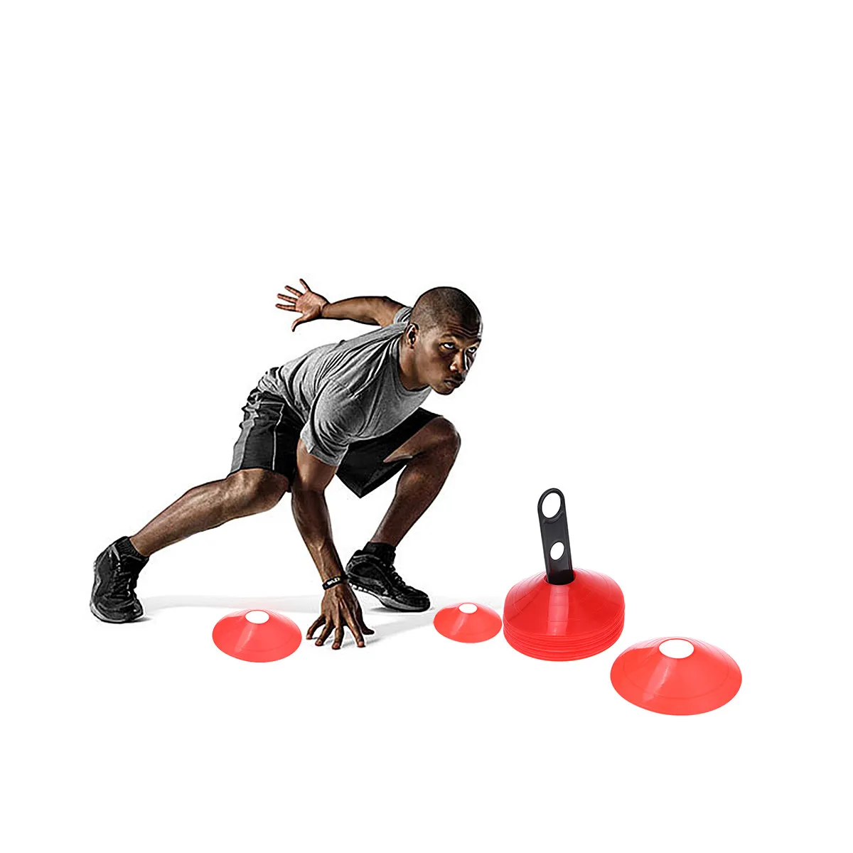 

Набор из 26 футбольных тренировочных маркеров (красные) с черной подставкой: прочные, экологичные, для спорта и активного отдыха, диски для тренировок по футболу