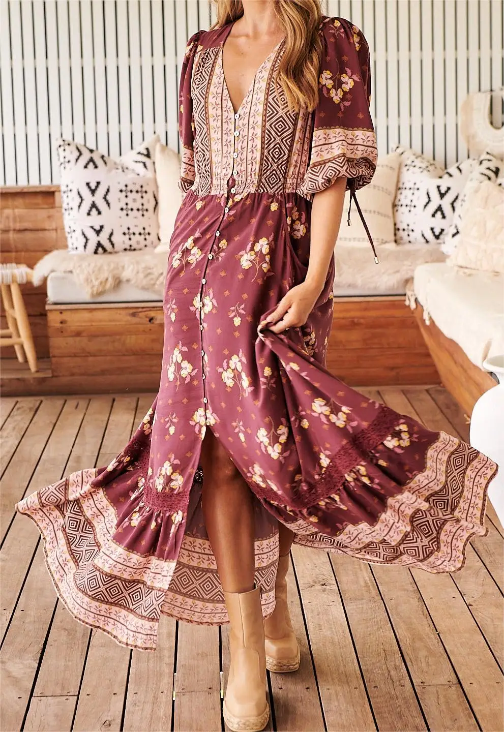 New Women Short Sleeve Boho Dress Printed Summer Loose Party Dress For Cocktail Party Beach Streetwear Beach Hot Sale S M L