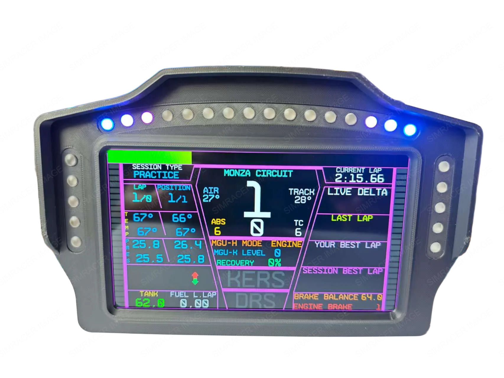 ألعاب USB Simracing 7 بوصة لوحة القيادة متعددة الوظائف عرض سرعة الأجهزة لملحقات FANATEC Simagic MOZA Logitech G29 #5