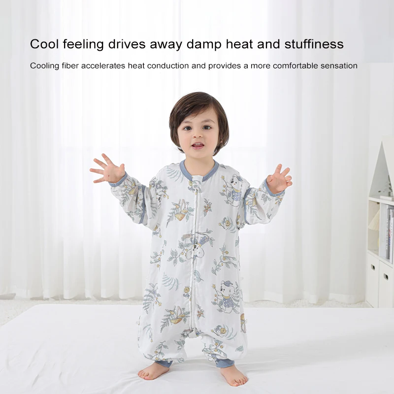 طفل الشاش كيس النوم مشروط مريحة للتنفس المضادة للركلة الرضع انقسام الساق منامة Onesuit كيس النوم لجميع المواسم #4