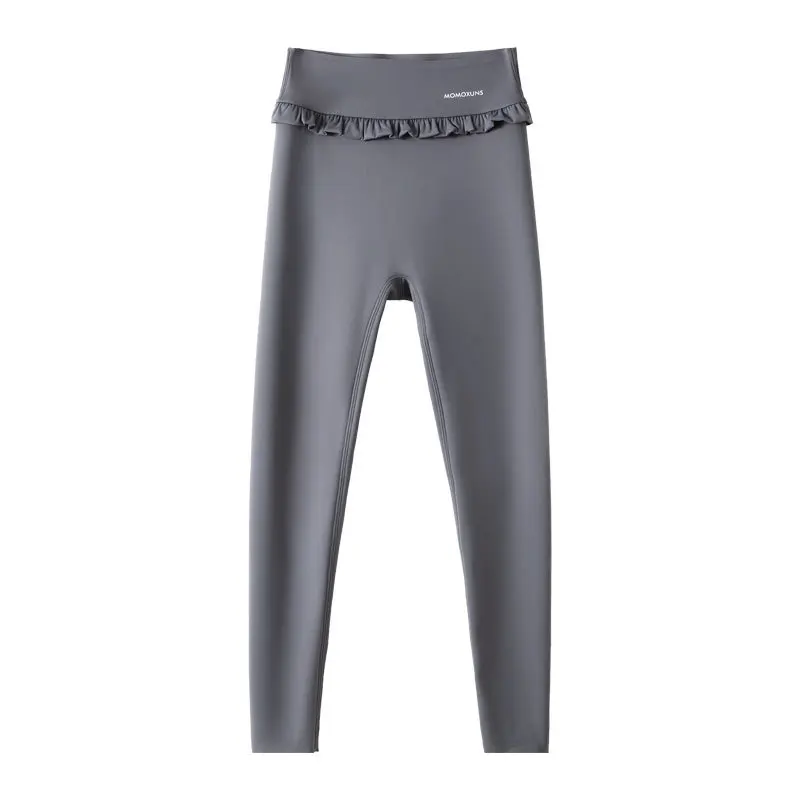 بنطلون يوجا عالي الخصر مع طبقة داخلية دافئة، طبقة أساسية أنيقة من القطن الدقيق، بنطلون أبيض للخريف والشتاء