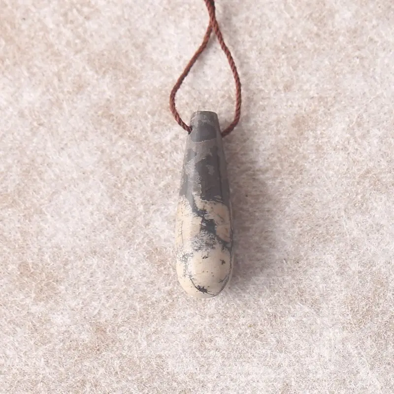 

Подвеска-капля из натуральной яшмы Chohua, полированный землистый, серый, бежевый драгоценный камень с коричневым шнуром для изготовления ремесленных ювелирных изделий в стиле бохо