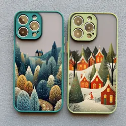 Snow falls forest Landscape Phone case For iPhone 16 15 14 13 12 11 Pro Max Mini X XR XS 15 7 8 Plus Shockproof Protection Cover