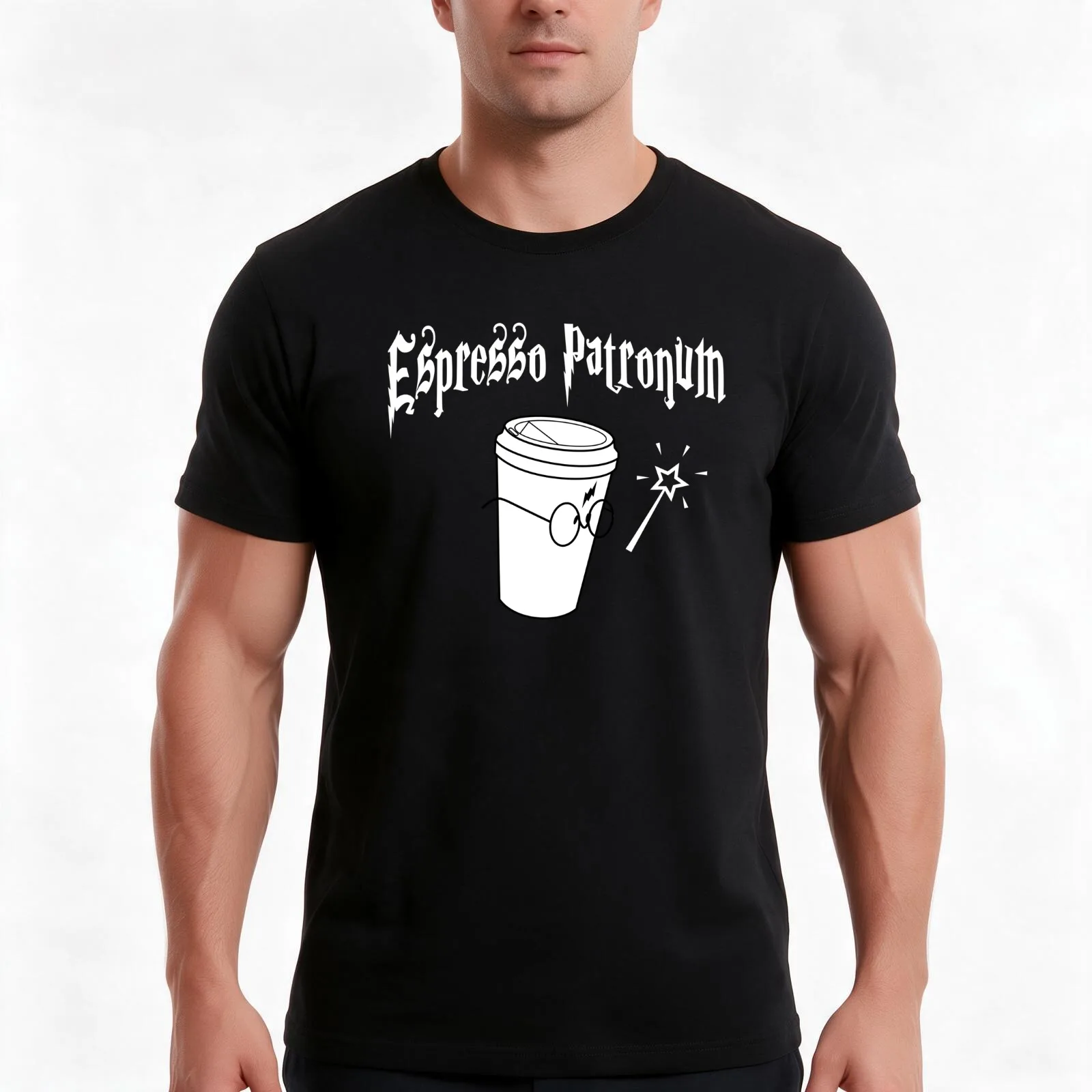 ESPRESSO PATRONUM WIZARD'S COFFEE T-Shirt, Summer Casual Cotton Tee, Oversized Streetwear Tops, Vintage Graphic Print