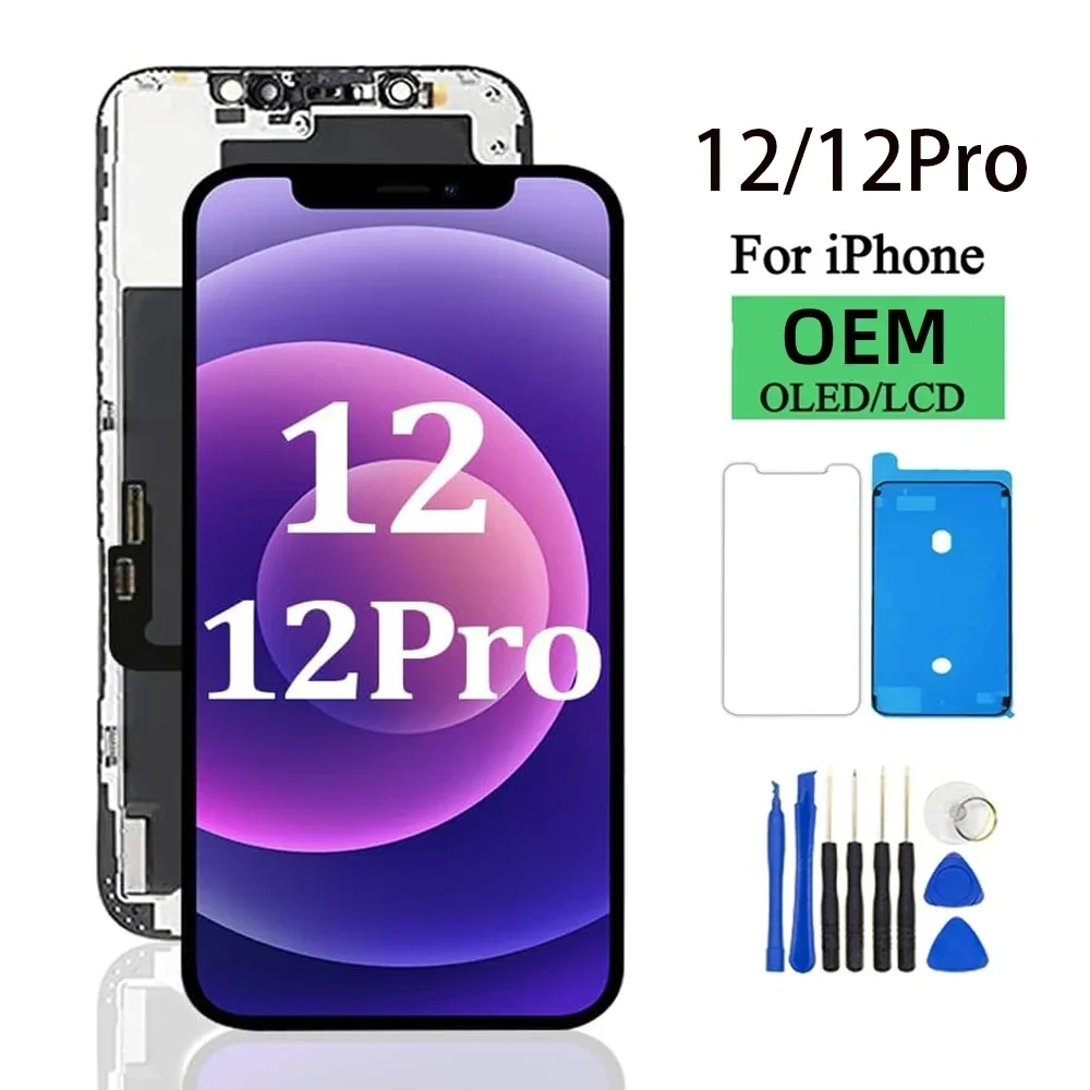 

OLED Pantalla для iPhone 12, ЖК-дисплей, преобразователь сенсорного экрана в сборе для iPhone 12 Pro, замена ЖК-дисплея, поддержка 3D Touch True