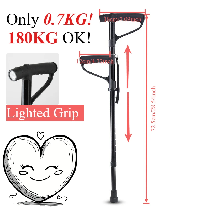 

Умная многофункциональная трость для пожилых людей, противоскользящая телескопическая легкая четвероногая костыль для помощи при ходьбе для инвалидов