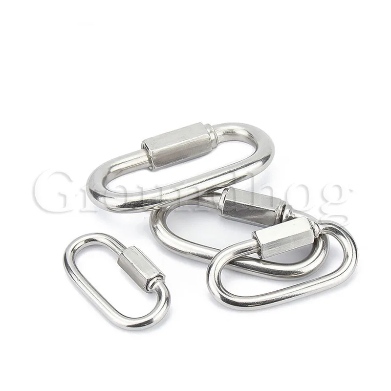 Ovaler Karabiner haken aus Edelstahl 304, Schnell kupplungen, Seil verbinder für Anhänger, Schaukel, Hängematten, Kabel, Camping – Detail 1