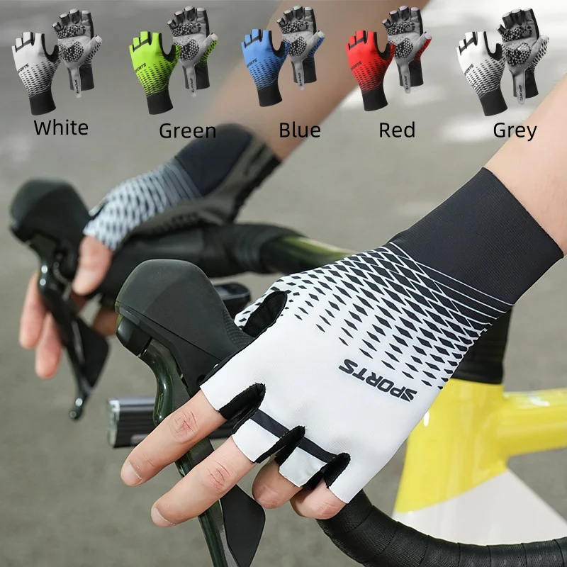 Fahrradhandschuhe für Herren, Sommer-Sporthandschuhe mit Sonnenschutz, Atmungsaktiv, Schweißabsorbierend, Halbfinger-Fahrradhandschuhe für Männer und Frauen