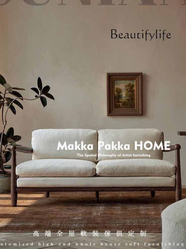 غرفة المعيشة الرجعية في العصور الوسطى الصلبة الخشب مسند الذراع أريكة كرسي المنزل فندق نادي قاعة المعرض أريكة واحدة #4