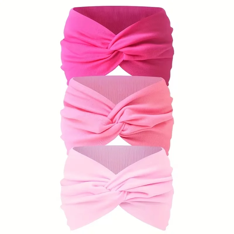 3 Stück breite Haarbänder für Damen, aus elastischem, einfarbigem Material, rutschfestes Haaraccessoire für Sport und Bewegung, vielseitiges Accessoire. – Detail 3